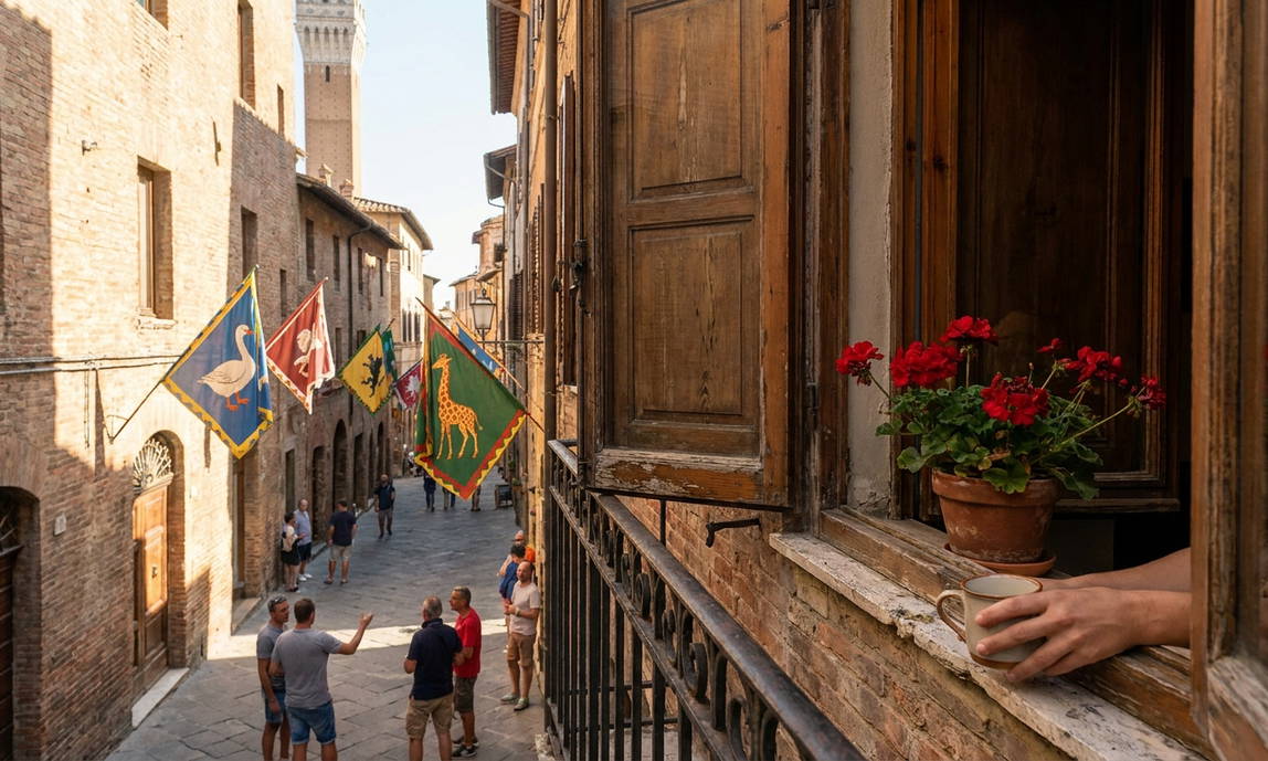 Illustration : Palio de Sienne 2026 : Vivez la course historique de l'intérieur en logeant...