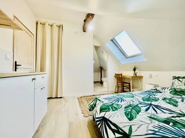 Chambre avec kitchenette, salle de bain et toilettes