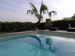 Room in a house with a swimming pool