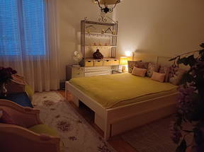 Fully furnished room with forest view