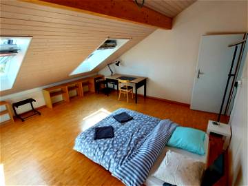 Roomlala | Großes Schlafzimmer im Dachgeschoss mit eigenem Duschbad